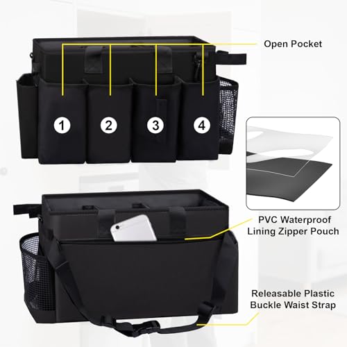 Wigojoy Large Cleaning Caddy Bag for Housekeepers - Black