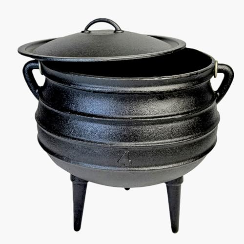 12 Quart Cast Iron Dutch Oven Cauldron with Lid for Camping and Outdoor Cooking