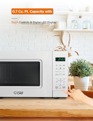 Commercial Chef 0.7 Cu Ft White Countertop Microwave Oven - CHM7MW