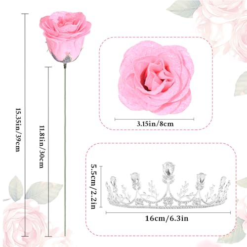 Pink Preserved Glitter Roses Bouquet - 36 Forever Flowers for Gift & Decor