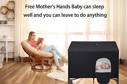 Blackout Cover for Pack N Play - Travel Baby Tent, Breathable & Darkening, Black 1