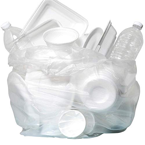 Clear 45 Gallon Trash Bags Pack of 250 - Heavy Duty Garbage Liners 39x46 - 16 Micron