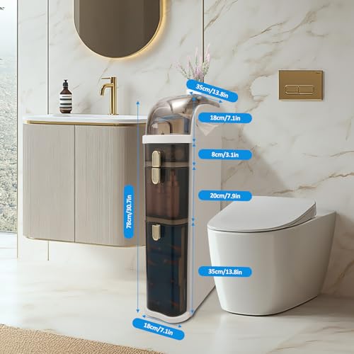 3-Tier Narrow Bathroom Floor Cabinet Storage Organizer - Waterproof, Space Saving