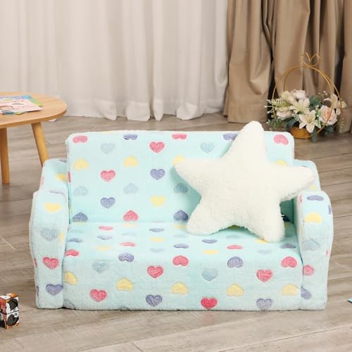MOMCAYWEX Kids Sofa Chair, Extra Wide 2-in-1 Foldable