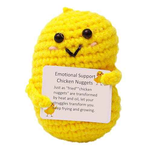 Emotional Support Nuggets Inspirational Positive Crochet Animals Gifts Funny Positive Nuggets Potato Pickle for Women Men Birthday Christmas Stocking Stuffers White Elephant