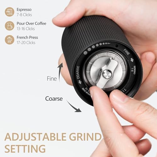 TIMEMORE C3S Black Manual Coffee Grinder with Steel Conical Burr, All-Metal Body, Adjustable for Espresso & Pour Over, 25g Capacity
