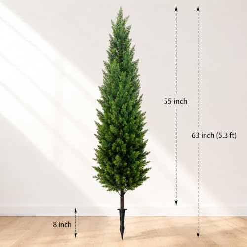 5ft Artificial Cedar Topiary Trees Set of 2 with Ground Spikes - Convivuala
