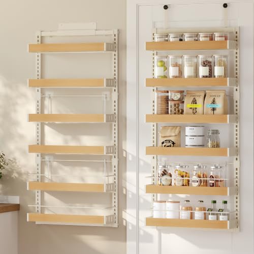 Matte White 6-Tier Over-the-Door Pantry Organizer - Adjustable Spice Rack