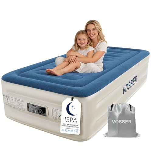 Blue Twin XL Air Mattress with Built-in Pump - 15 Inch Height, 500lb Capacity