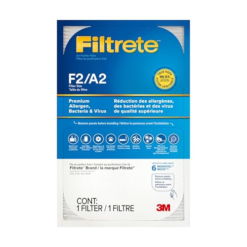 Filtrete True HEPA Air Purifier Filter 13x8.2 Inches 2-Pack for Cleaner Indoor Air