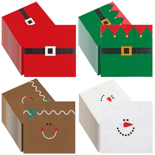 Christmas Cocktail Napkins 120 Pcs Festive 2-Ply Disposable Party Supplies