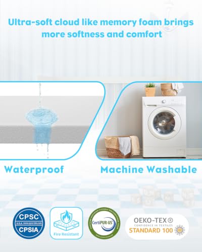 Moonlightfamily 5x52x27.5 Inch White Waterproof Crib & Toddler Mattress - CertiPUR-US Support Foam, Removable Washable Cover