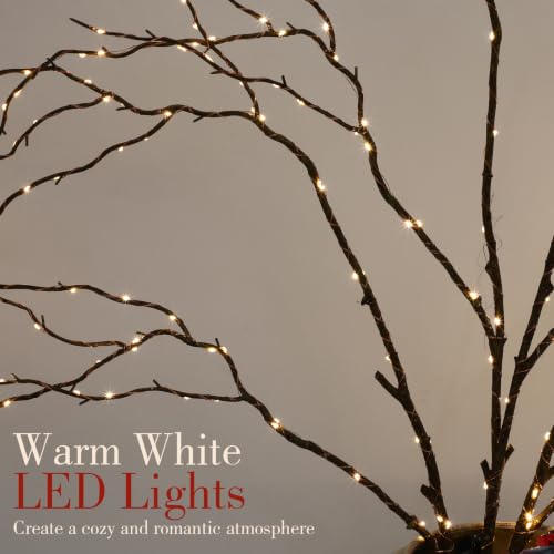 Maysing 2 Pack 47in Lighted Willow Branches with 150 LEDs - Brown Decor