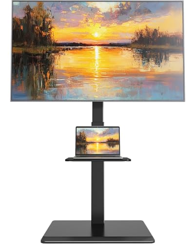 Steel Base Floor TV Stand for 37-75 inch TVs up to 110 lbs, Black