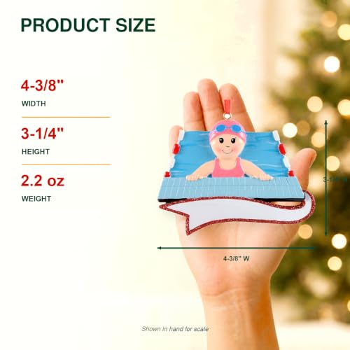 Personalized Swimming Girl Ornament 2026 - Custom Name, Year & Message
