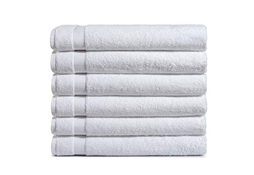 Amazon Basics 6-Pack Bath Towels, 100% Ring Spun Cotton, 600 GSM,