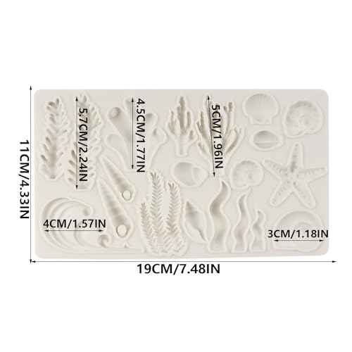 Marine Theme Fondant Molds Seashell Conch Starfish Seaweed Coral Silicone Mold For Cake Decoration Cupcake Topper Sugar Craft Chocolate Candy Gum Paste Polymer Clay