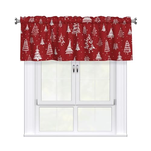 Miaoquhe Christmas Tree Snowflake Window Valance 54x18 Inches - Festive Farmhouse Holiday Curtain