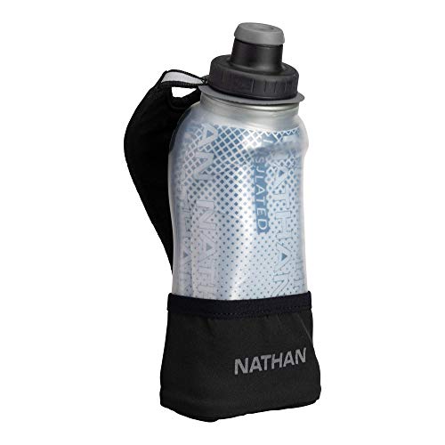 Nathan 12oz Insulated Hydration Water Bottle with Hand Strap - Black / Marine Blue