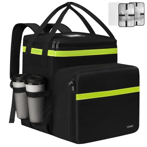 Large Insulated Food Delivery Backpack with Cup Holder - Black, X-Large