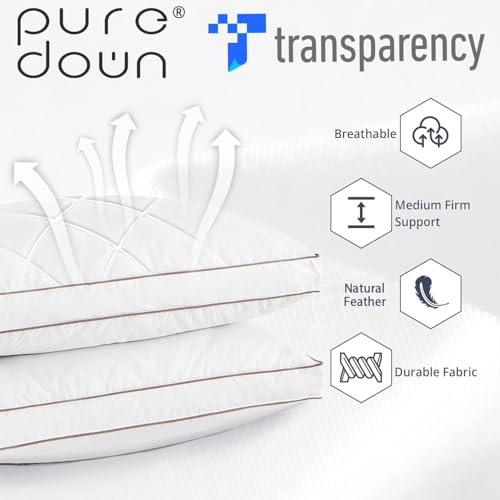 Gusseted Style 1 Goose Feather & Down Pillow Set - Standard/Queen, Pack of 2