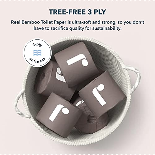 Reel 3-Ply Bamboo Toilet Paper - 24 Rolls, 300 Sheets Each, Eco-Friendly, Septic Safe