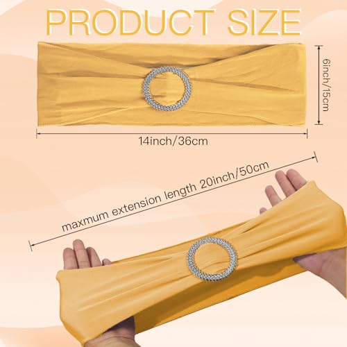 Gold 100PCS Spandex Chair Sashes with Buckle for Weddings & Events