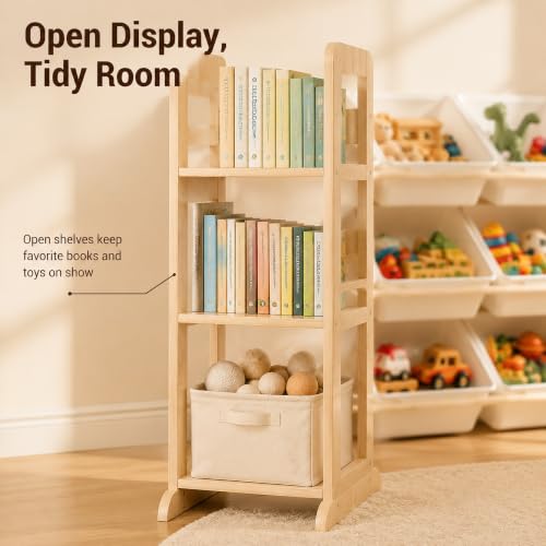 White Toy Storage Organizer & Bookshelf with 12 Bins - Kids Playroom Storage
