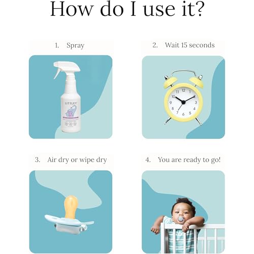 Littley 16 oz Hypochlorous Acid Surface & Toy Cleaner 2 Pack - Alcohol-Free, Gentle & Safe for Baby Surfaces