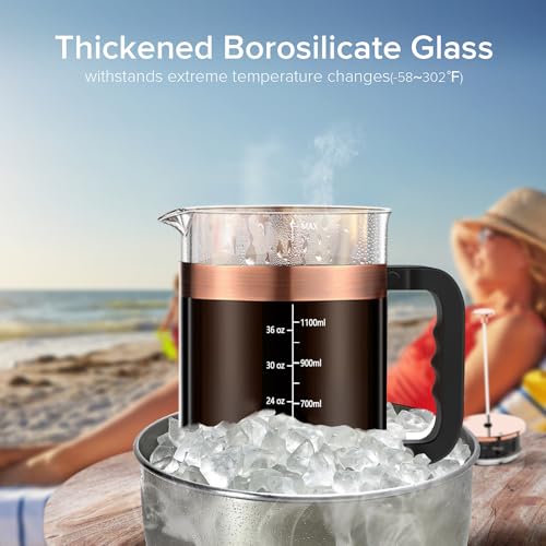 Large 51oz French Press Coffee Maker with Thickened Glass - New Style Copper