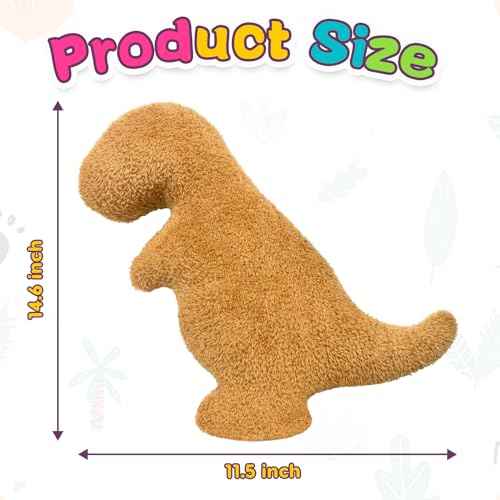 Dino Nuggets Pillow Plush, Dinosaur Chicken Plush Nuggets Pillow for Funny Birthday Gifts, Cute Funny Stuffed Animal for Boy and Girl, Dinosaur Gifts for Kids Teens and Adults (Tyran Rex, Small)
