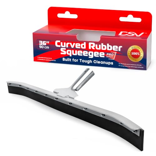 36-Inch Curved Floor Squeegee for Garage, Tile & Concrete Floors - Rubber Blade, Taper Pole Connection - Handle Sold Separately