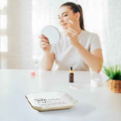 OASSIE Christmas Birthday Gifts for Women - Difference Maker 4"x4" Ceramic Jewelry Dish Tray - Appreciation Thank You Gifts for Women Teacher Coworkers Employee Boss, Retirement Gift for Woman