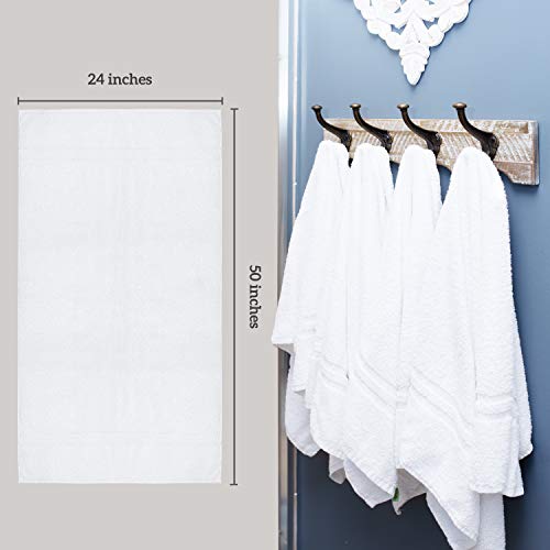 GREEN LIFESTYLE White Bath Towels 8-Pack - 24x50 Large, Soft & Absorbent