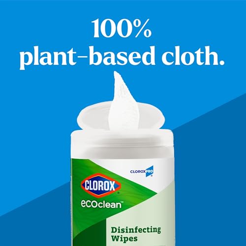 CloroxPro EcoClean Disinfecting Wipes 75 Count Pack of 6 - Bleach-Free, Plant-Based, Multi-Surface Sanitizer