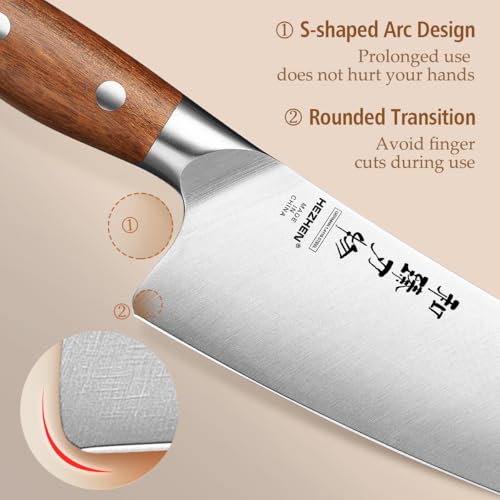 HEZHEN 3-Piece Chef Knife Set, High Carbon Stainless Steel, Full Tang Handles