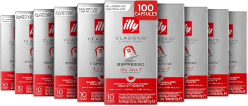 Illy Espresso Capsules Classico Medium Roast - 10 Pack, Compatible with Nespresso