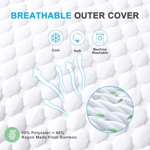 King Size Cooling Shredded Memory Foam Bed Pillows Set of 2 - Adjustable Support