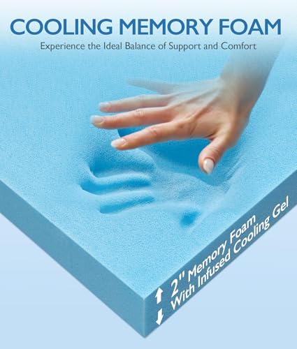 Cooling Memory Foam Mattress Topper Queen 2 Inch Pressure Relief Bed Pad