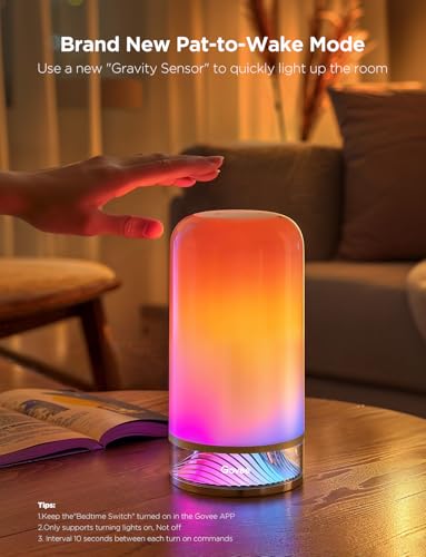 Govee RGBIC Smart Bedside Table Lamp - Small Touch Night Light, Multicolor & Voice Control
