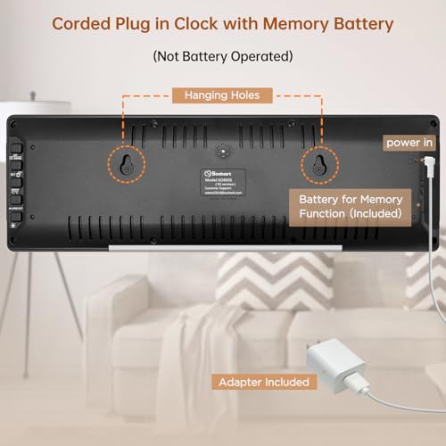 Soobest 14.2 Inch RGB Digital Wall Clock with Bluetooth & Remote, Large LED Display