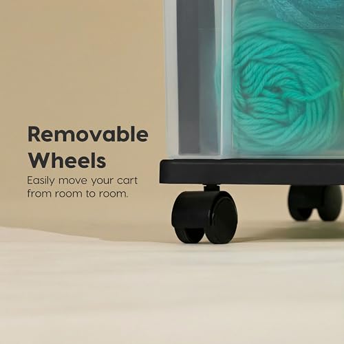 IRIS USA 3-Drawer Slim Storage Cart Set - Black & Clear, Pack of 2