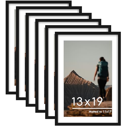 13x19 Black Picture Frame Set of 6 Wall Mount Gallery Frames