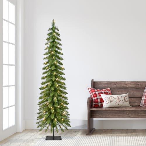 6ft Pre-Lit Artificial Alpine Christmas Tree with Clear Lights