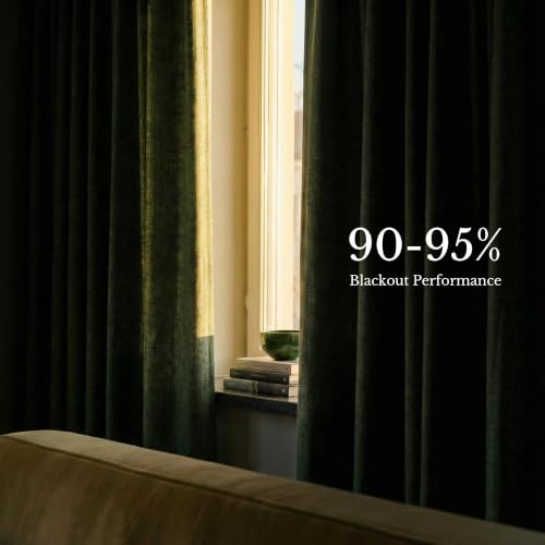 NICETOWN Vintage Olive Dark Green Pinch Pleated Linen Curtains - 40"W x 90"L, Pack of 2