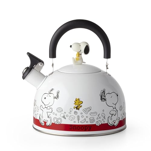 Enamelware Tea Kettle with Snoopy & Woodstock - 84.5oz, Whimsical Kitchen Decor - Tea Kettle Variation