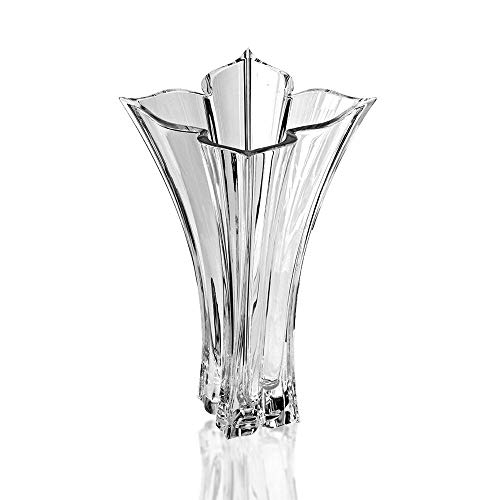 14-Inch Crystal Floral Vase with Organic Petal Design - Elegant Home Decor