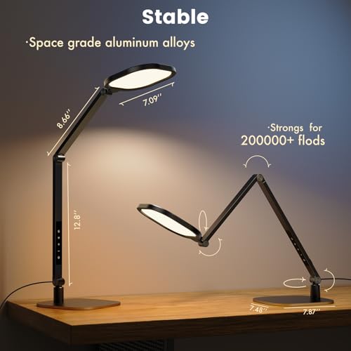 Black LED Desk Lamp for Home Office, 1200LM Zoom Lighting, CRI 97.8 - LitONES
