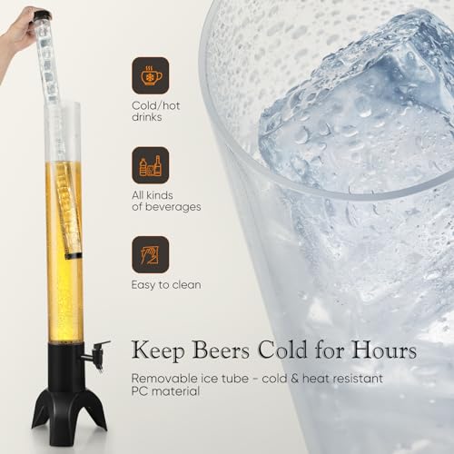 2pcs Mimosa Tower, 100oz/3L Drink Tower Dispenser with Ice Tube and