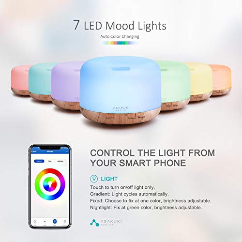 Essential Oil Diffuser with App Control & 500ml Capacity - Light Brown